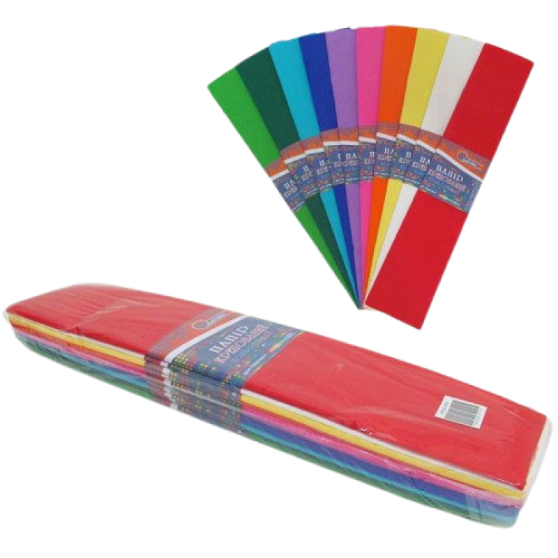Папір креповий 55% 10 кольорів 50*200 см 20г/м2 гофробумага KNZ