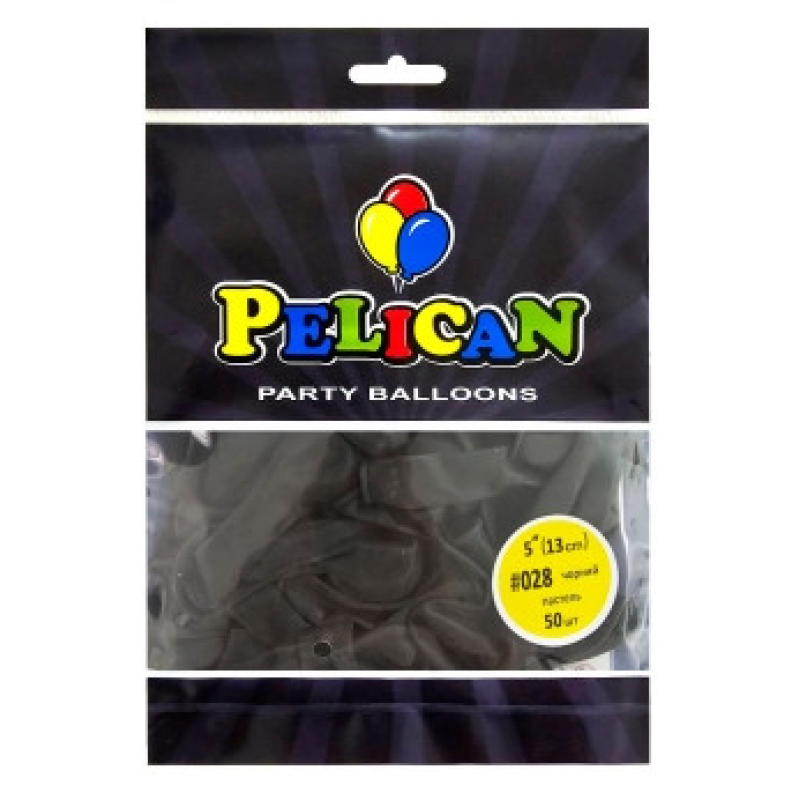 Кульки латексні 5“ (13см) пастель чорний Pelican 50шт (805028) KNZ
