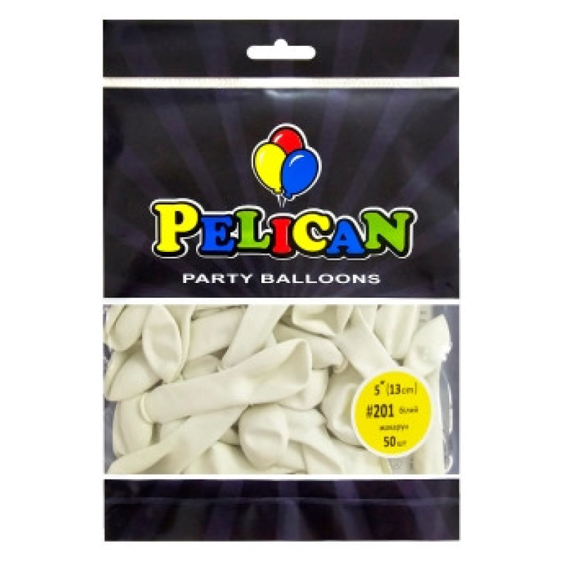 Кульки латексні 5“ (13см) макарун білий Pelican 50шт (805201) KNZ Кульки латексні 5“ (13см) макарун білий Pelican 50шт (805201) KNZ