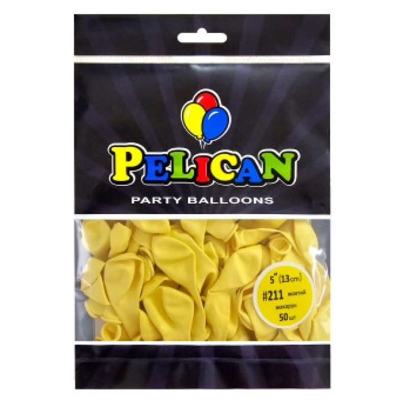 Кульки латексні 5“ (13см) макарун жовтий Pelican 50шт (805211) KNZ Кульки латексні 5“ (13см) макарун жовтий Pelican 50шт (805211) KNZ