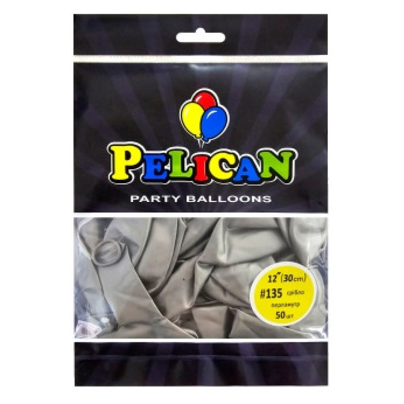 Кульки латексні 12“ (30см) перламутр срібло Pelican 50шт (812135) KNZ