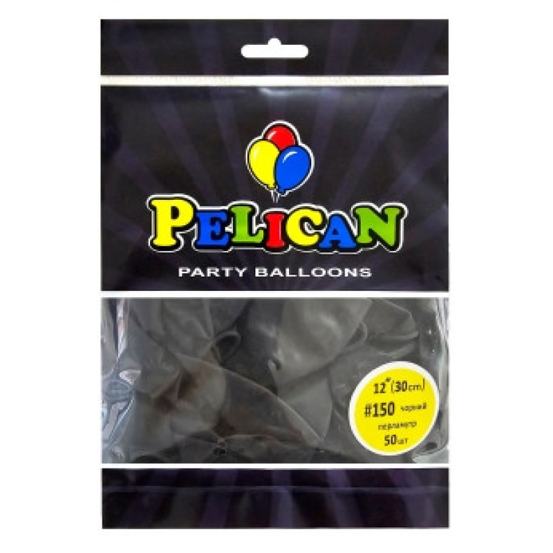 Кульки латексні 12“ (30см) перламутр чорний Pelican 50шт (812150) KNZ