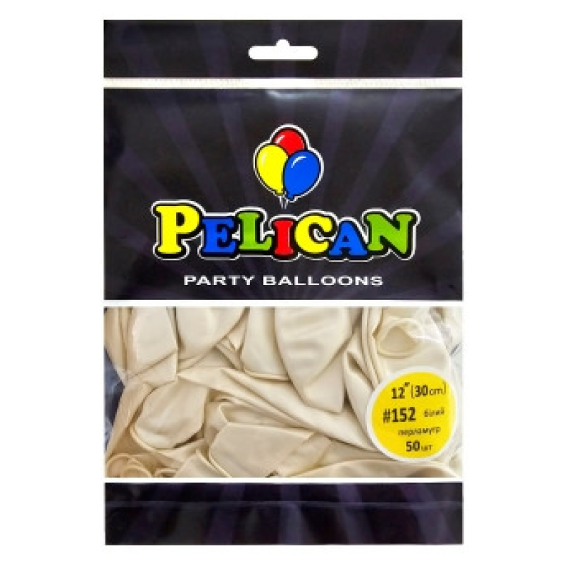 Кульки латексні 12“ (30см) перламутр білий Pelican 50шт (812152) KNZ Кульки латексні 12“ (30см) перламутр білий Pelican 50шт (812152) KNZ