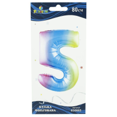 Цифра фольгована Pelican, “5“ Райдужна 80см, (індивідуальна упаковка) Різнокольоровий Pelican (830865) KNZ