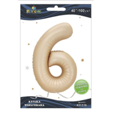 Кулька фольгована цифра “6“ латте 40“(100см) Pelican Бежевий Pelican (831116) KNZ