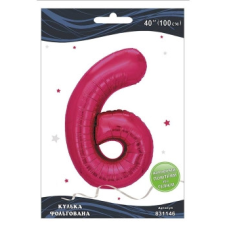 Кулька фольгована цифра “6“ фуксія 40“(100см) Pelican Рожевий Pelican (831146) KNZ