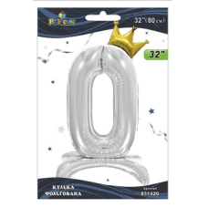 Кулька фольгована цифра з короною на підставці “0“ срібло 32“ (80см) Pelican Срібний Pelican (831420) KNZ