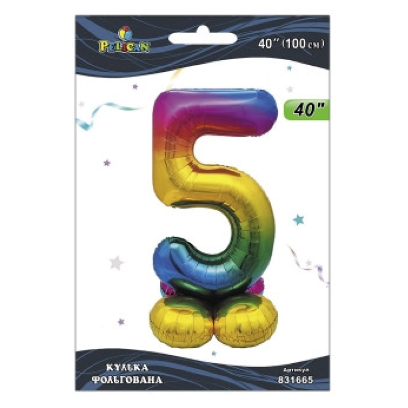 Кулька фольгована на підставці цифра “5“ градієнт 40“ (100см) Pelican Різнокольоровий Pelican (831665) KNZ