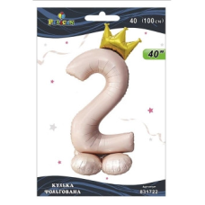 Кулька фольгована цифра з короною на підставці “2“ рожева Blush 40“(100см) Pelican Рожевий 831722 KNZ