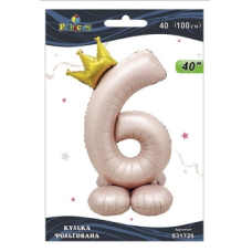 Кулька фольгована цифра з короною на підставці “6“ рожева Blush 40“(100см) Pelican Рожевий Pelican KNZ