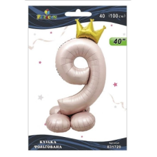 Кулька фольгована цифра з короною на підставці “9“ рожева Blush 40“(100см) Pelican Рожевий Pelican KNZ