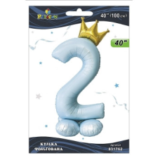 Кулька фольгована цифра з короною на підставці “2“ блакитна 40“ (100см) Pelican Блакитний Pelican (831762) KNZ