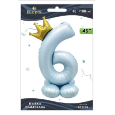 Кулька фольгована цифра з короною на підставці “6“ блакитна 40“ (100см) Pelican Блакитний Pelican (831766) KNZ