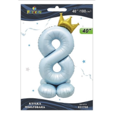 Кулька фольгована цифра з короною на підставці “8“ блакитна 40“ (100см) Pelican (831768) KNZ