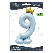 Кулька фольгована цифра з короною на підставці “9“ блакитна 40“ (100см) Pelican Блакитний Pelican (831769) KNZ