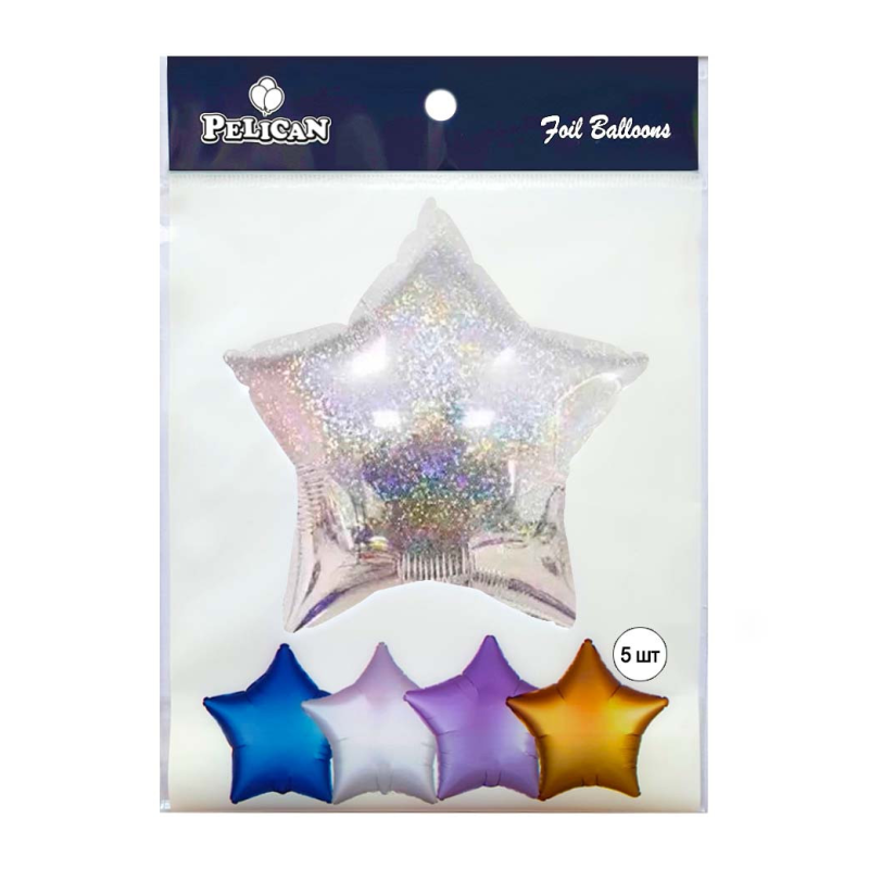 Кулька фольгована PELICAN 18“, ЗІРКА ГОЛОГРАМА БЛИСК СРІБЛО 45см (упак/5шт) Срібний Pelican (832652) KNZ Кулька фольгована PELICAN 18“, ЗІРКА ГОЛОГРАМА БЛИСК СРІБЛО 45см (упак/5шт) Срібний Pelican (832652) KNZ