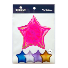 Кулька фольгована Pelican 10“ ЗІРКА ГОЛОГРАМА РОЖОВА 25 см, 5шт/уп Рожевий Pelican (832766) KNZ