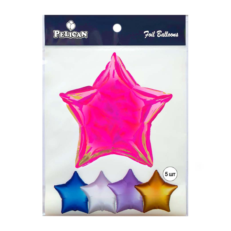 Кулька фольгована Pelican 10“ ЗІРКА ГОЛОГРАМА РОЖОВА 25 см, 5шт/уп Рожевий Pelican (832766) KNZ Кулька фольгована Pelican 10“ ЗІРКА ГОЛОГРАМА РОЖОВА 25 см, 5шт/уп Рожевий Pelican (832766) KNZ