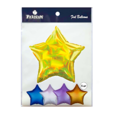 Кулька фольгована Pelican 10“ ЗІРКА ГОЛОГРАМА ЗОЛОТО 25 см, 5шт/уп Золотий Pelican (832761) KNZ