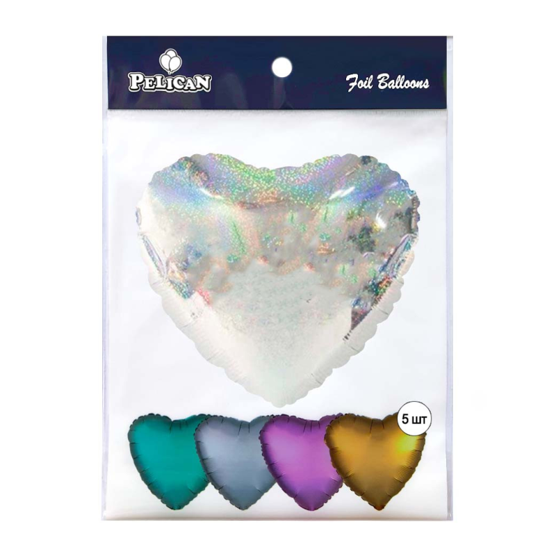 Кулька фольгована PELICAN 18“ СЕРЦЕ ГОЛОГРАМА БЛИСК СРІБЛО 45см, 5шт/уп Срібний Pelican (833652) KNZ Кулька фольгована PELICAN 18“ СЕРЦЕ ГОЛОГРАМА БЛИСК СРІБЛО 45см, 5шт/уп Срібний Pelican (833652) KNZ
