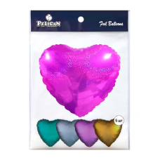 Кулька фольгована PELICAN 18“ СЕРЦЕ ГОЛОГРАМА БЛИСК РОЖОВЕ 45см, 5шт/уп Рожевий Pelican (833656) KNZ