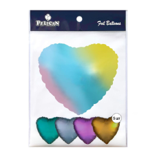 Кулька фольгована PELICAN серце 18“ (45см), Градієнт ніжна веселка, 5шт/уп Різнокольоровий Pelican (833696) KNZ