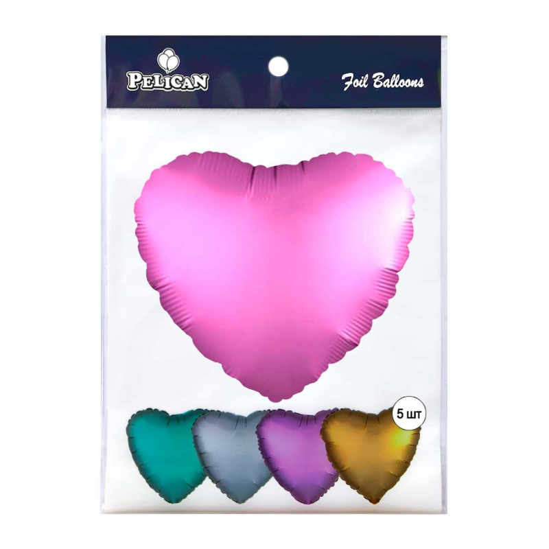 Кулька фольгована PELICAN серце 10“ (25см) САТИН РОЖЕВІ (5шт) Рожевий Pelican (833736) KNZ Кулька фольгована PELICAN серце 10“ (25см) САТИН РОЖЕВІ (5шт) Рожевий Pelican (833736) KNZ