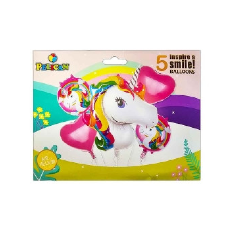 Набір з 5 кульок фольгованих “ЄДИНОРІГ РАДУГА“ Різнокольоровий Pelican (836966) KNZ