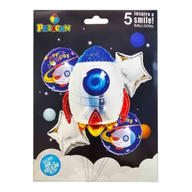 Набір з 5 куль фольгованих “РАКЕТА“ Різнокольоровий Pelican (836968) KNZ Набір з 5 куль фольгованих “РАКЕТА“ Різнокольоровий Pelican (836968) KNZ