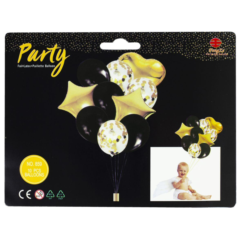 Набір з 10 кульок, чорне з золотом 836819 KNZ Набір з 10 кульок, чорне з золотом 836819 KNZ