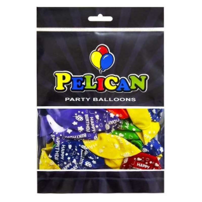 Кульки латексні Pelican 12“ (30см) “Happy Birthday, серця“ 50 шт Pelican 824019 KNZ