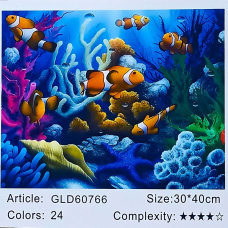 Алмазна мозаїка за номерами 30 х 40 см “Підводний світ“ (холод на рамі) Unison 60766GLD KNZ