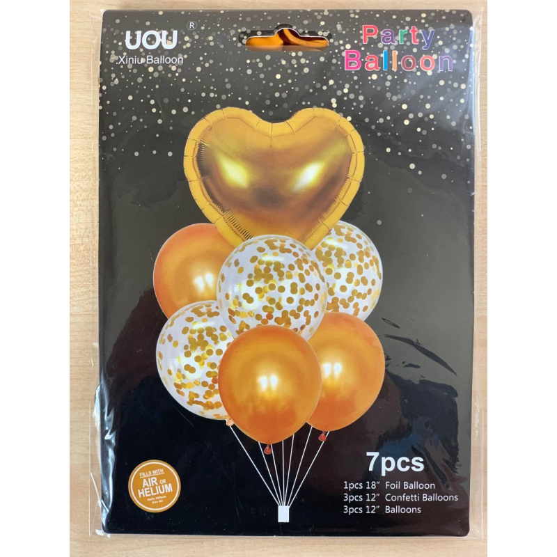 Набір із 7 кульок, Серце золото Різнобарвний Pelican (836827-1 gold) KNZ