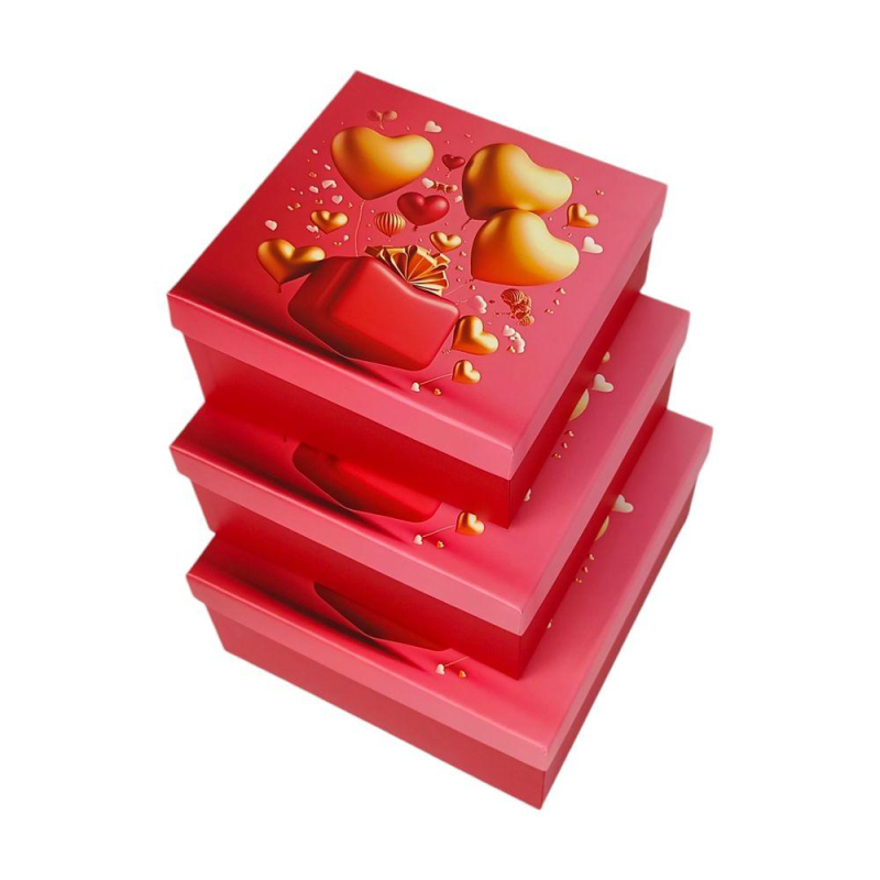 Набір коробок 3 штуки “Серця“ 19х19х9/17х17х8/15х15х6см Unison 2034Y-204 Набір коробок 3 штуки “Серця“ 19х19х9/17х17х8/15х15х6см Unison 2034Y-204