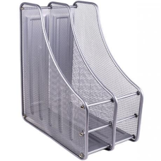 Лоток для паперу вертикальний 2 секції, металевий сітка, срібло 2537 KNZ