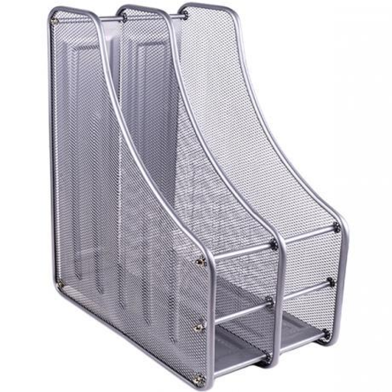 Лоток для паперу вертикальний 2 секції, металевий сітка, срібло 2537 KNZ