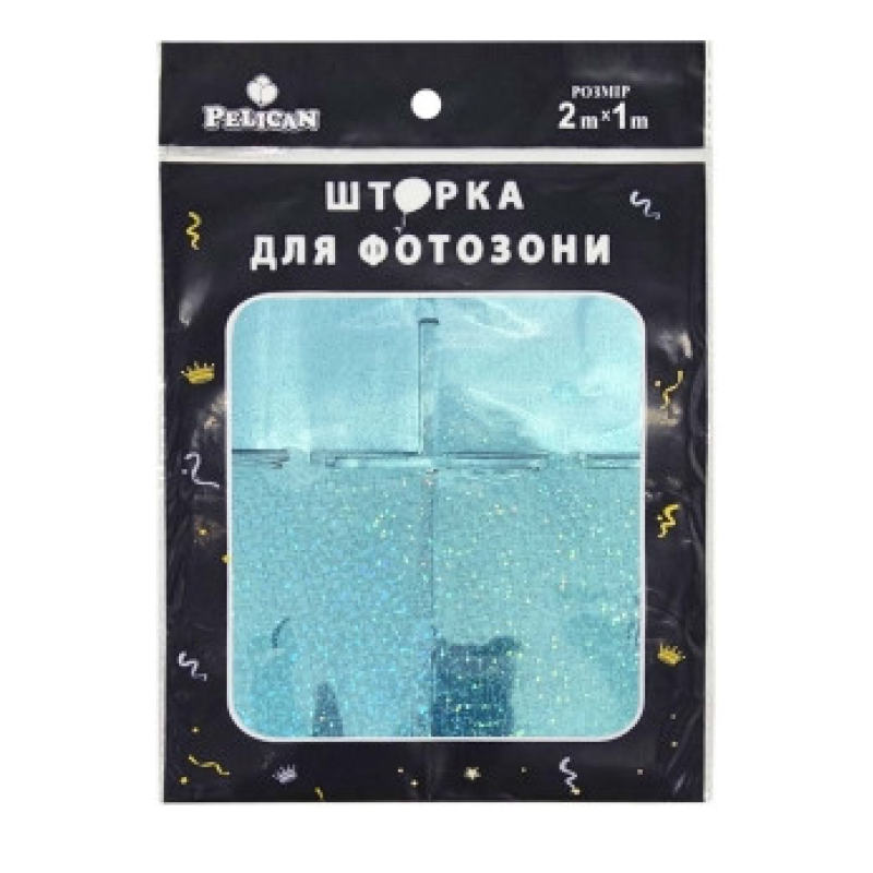 Фотозона 2 м х 1 м, “Квадрат голограма“ блакитна Блакитний Pelican 872234 KNZ
