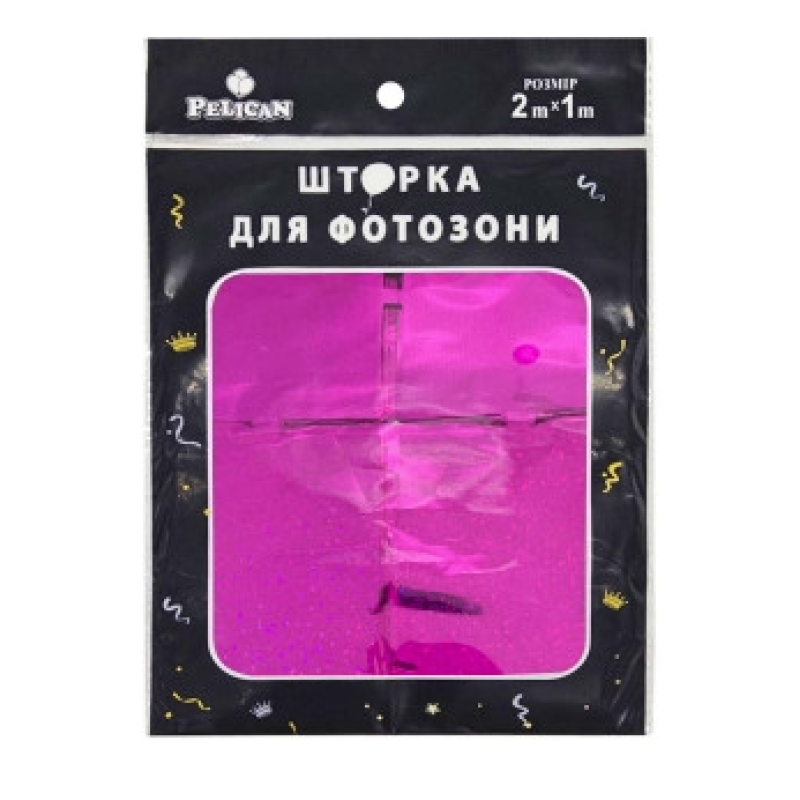 Фотозона 2 м х 1 м, “Квадрат голограма“ фуксія Рожевий Pelican 872239 KNZ