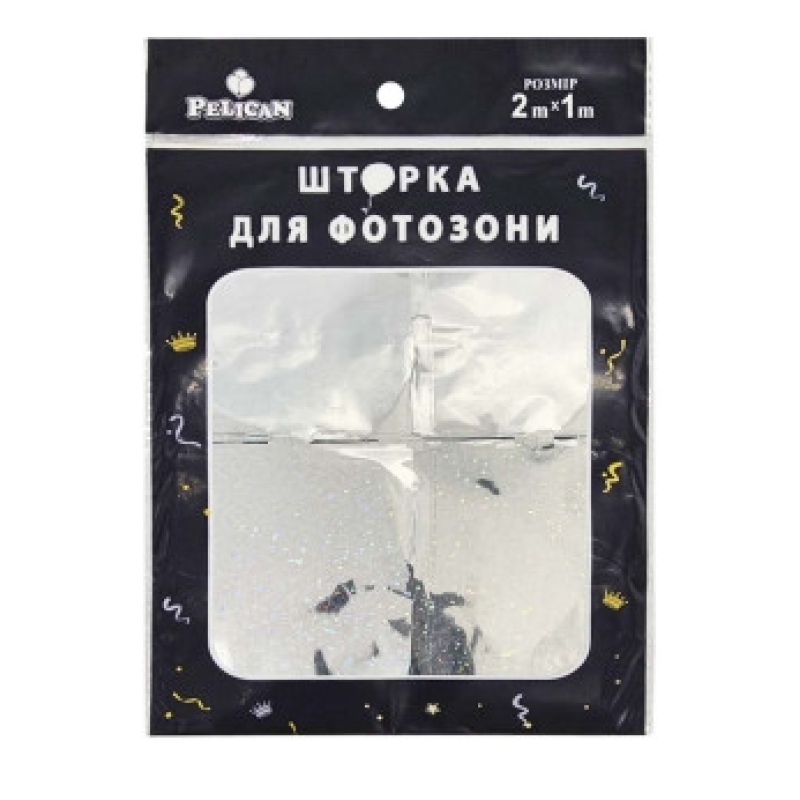 Фотозона 2 м х 1 м, “Квадрат голограма“ срібло Срібне Pelican 872232 KNZ