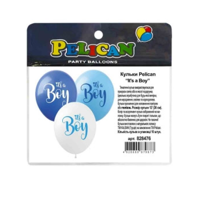 Кульки 12“ (30см) “It“s a Boy“ 10шт Pelican 828476 KNZ Кульки 12“ (30см) “It“s a Boy“ 10шт Pelican 828476 KNZ
