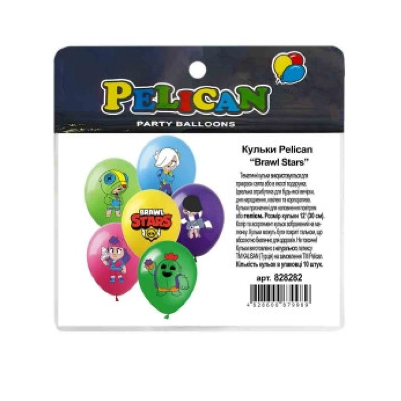 Кульки 12“ (30см) “Brawl Stars“ 10 шт Pelican 828282 KNZ Кульки 12“ (30см) “Brawl Stars“ 10 шт Pelican 828282 KNZ