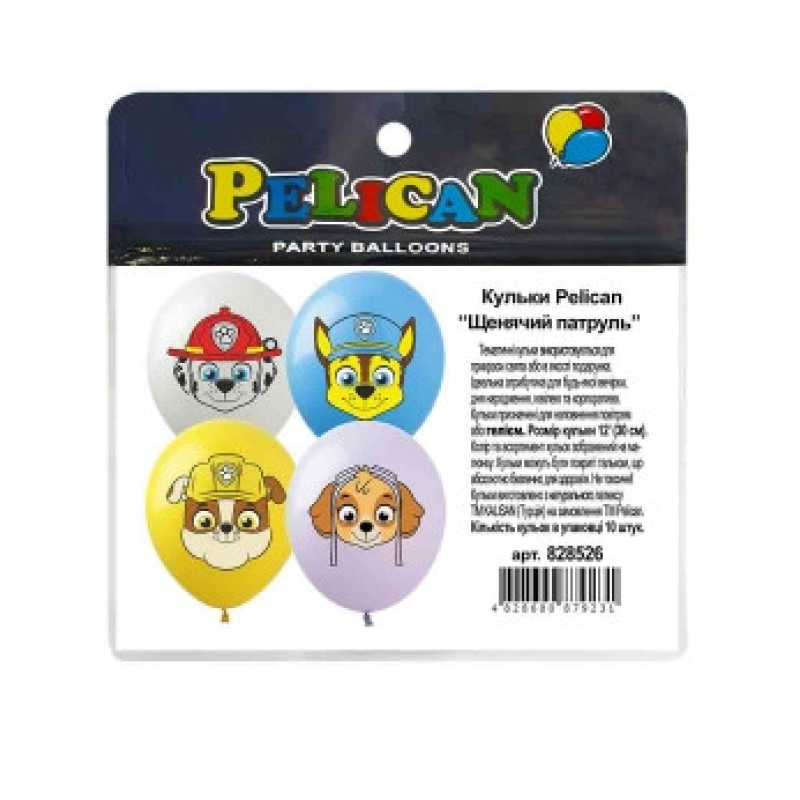 Кульки 12“ (30см) “Щенячий патруль“ 10 шт Pelican 828526 KNZ