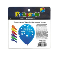 Кульки латексні 12“ (30см) “Happy Birthday, горошок“ Pelican 10 шт Pelican 827022 KNZ