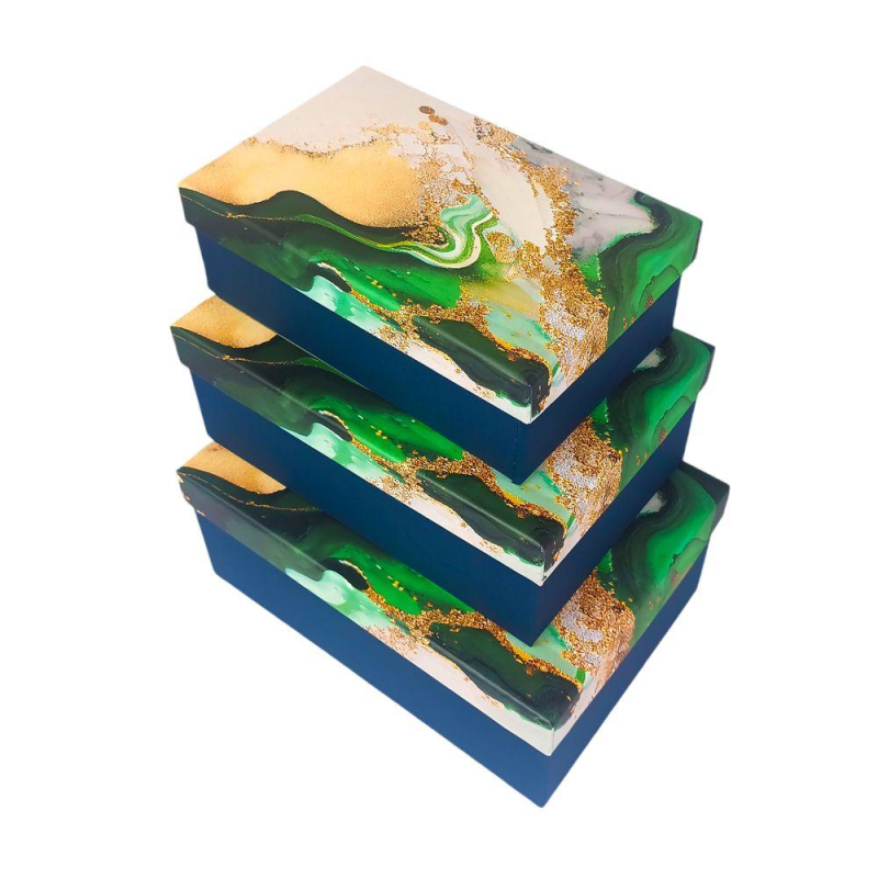 Набір коробок 3 штуки “Мармур“ 23х15х10/21х13х8/19х12х7см Unison 1037Y-002-1 KNZ