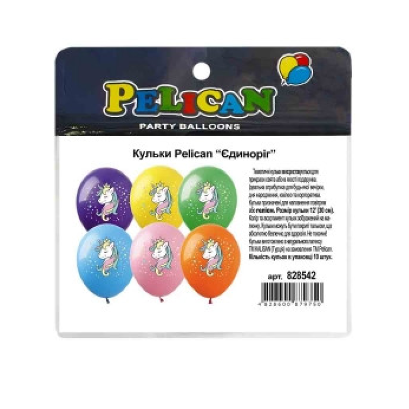 Кульки 12“ (30см) “Єдиноріг“ 10шт Pelican 828542 KNZ Кульки 12“ (30см) “Єдиноріг“ 10шт Pelican 828542 KNZ