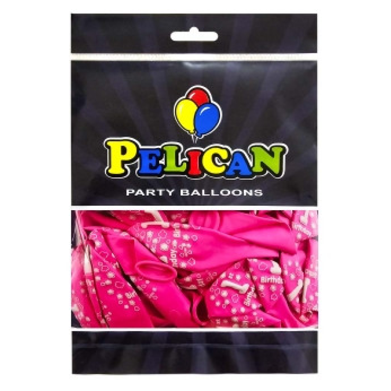 Кульки латексні Pelican 12“ (30см) “1st Birthday, дівчинка“ 50шт Рожевий Pelican 824001 KNZ