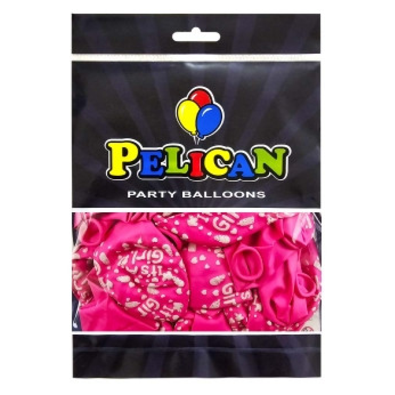 Кульки латексні Pelican 12“ (30см) “It“s a Girl, дівчинка“ 50 шт Рожевий Pelican 824004 KNZ