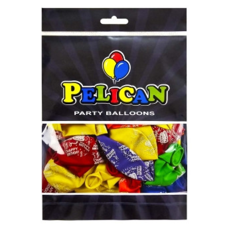 Кульки латексні Pelican 12“ (30см) “Happy Birthday, тортик“ 50 шт Pelican 824024 KNZ