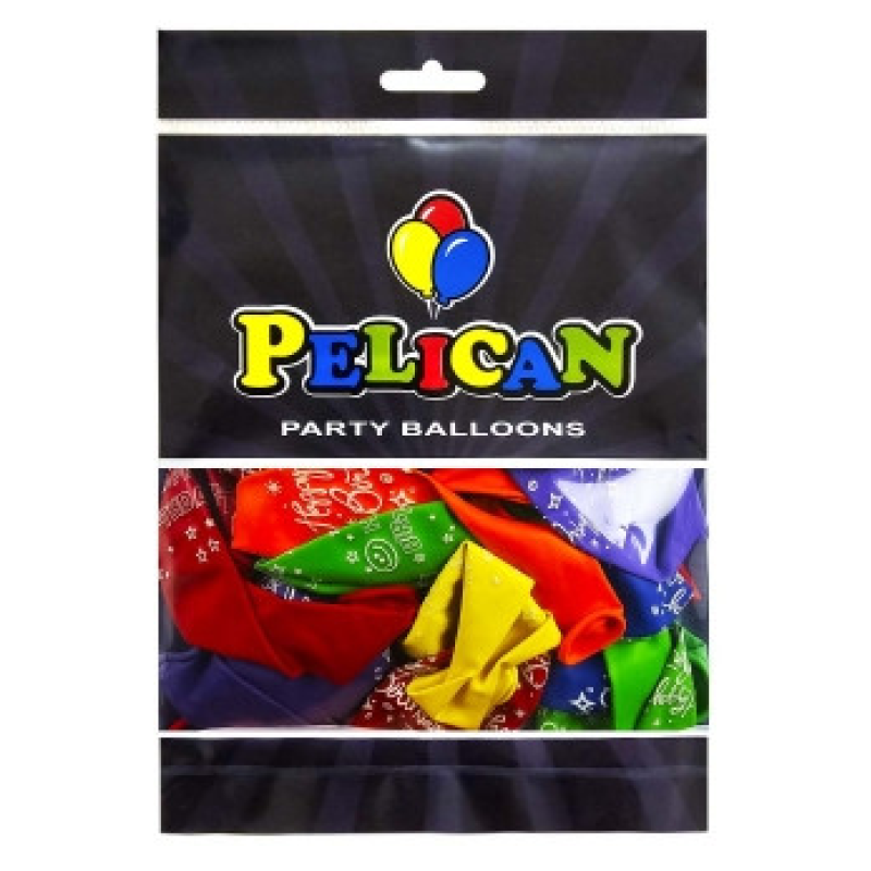 Кульки латексні Pelican 12“ (30см) “Happy Birthday, феєрверки“ 50 шт Pelican 824025 KNZ