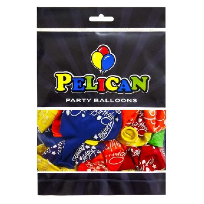 Кульки латексні Pelican 12“ (30см) “Happy Birthday“ 50шт Pelican 824026 KNZ